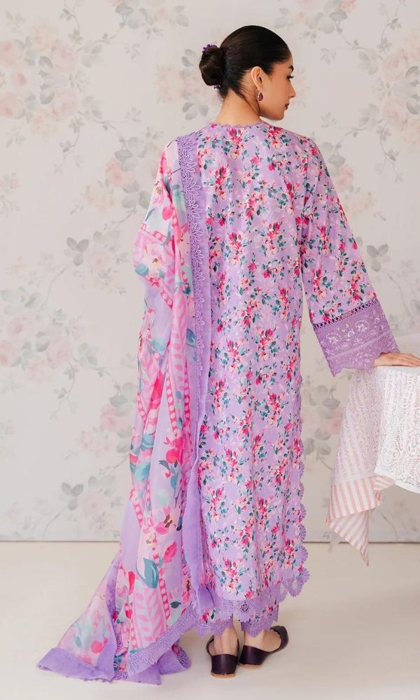 Lawn 3pc unstitched chiken kari floral digital printed suit