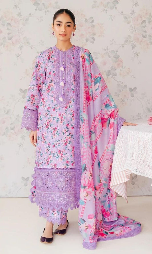 Lawn 3pc unstitched chiken kari floral digital printed suit