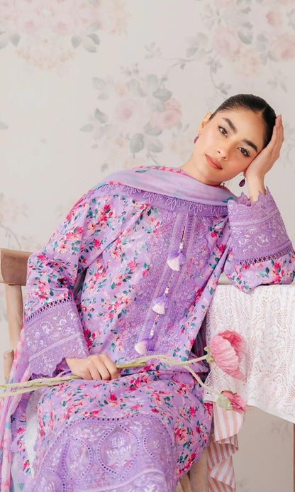 Lawn 3pc unstitched chiken kari floral digital printed suit