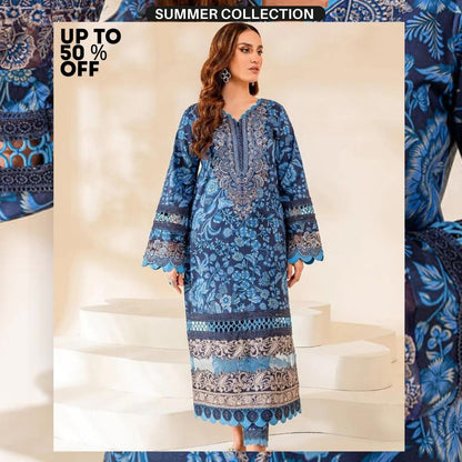 Lawn Unstitched 2pc heavy embroidered suit