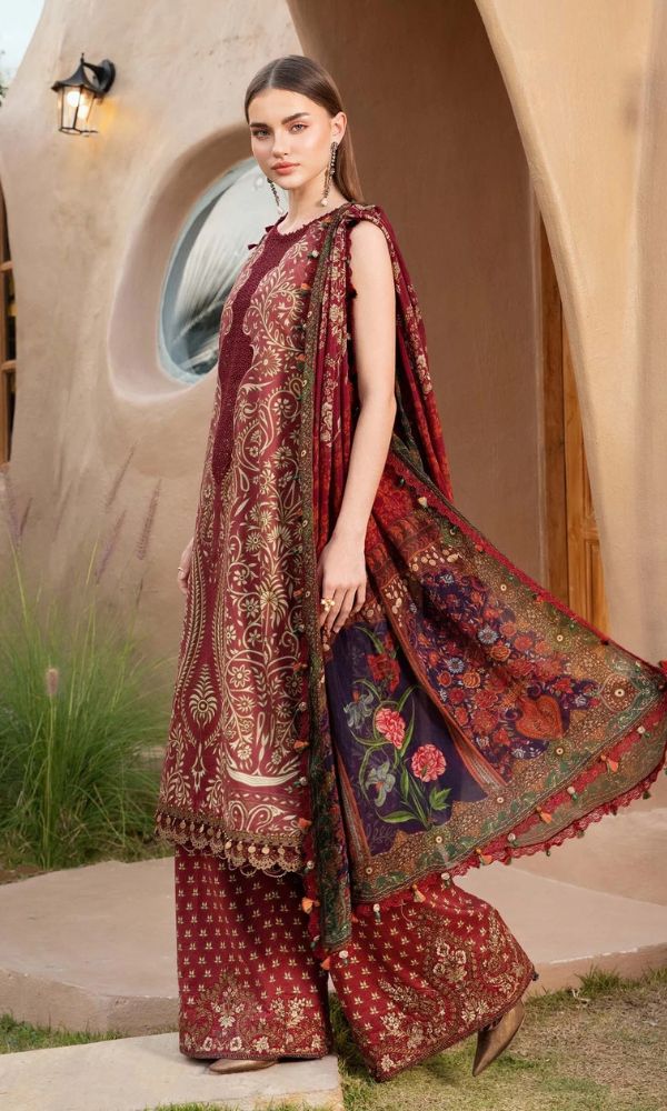 Lawn 3pc unstitched digital printed suit with patches