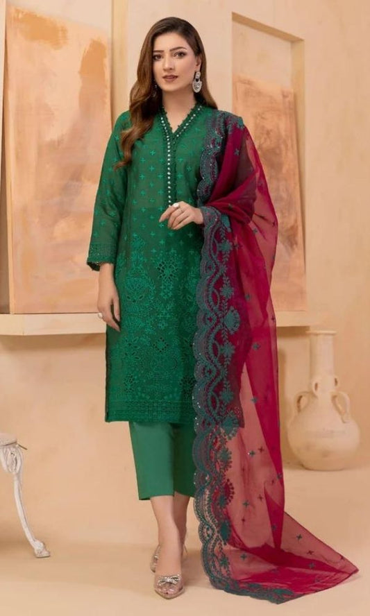 Lawn 3pc heavy embroidered unstitched suit