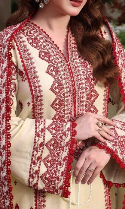 Dhanak 3pc unstitched embroidered suit