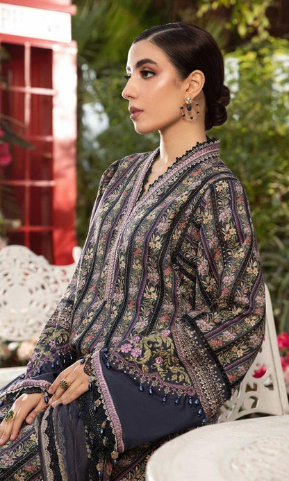 Lawn 3pc digital printed suit with daman and sleeves patches