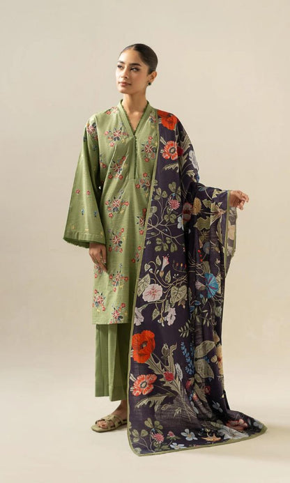 Lawn 3pc unstitched embroidered suit