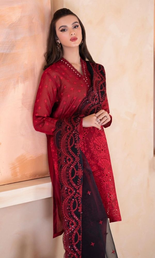 Lawn 3pc heavy embroidered unstitched suit