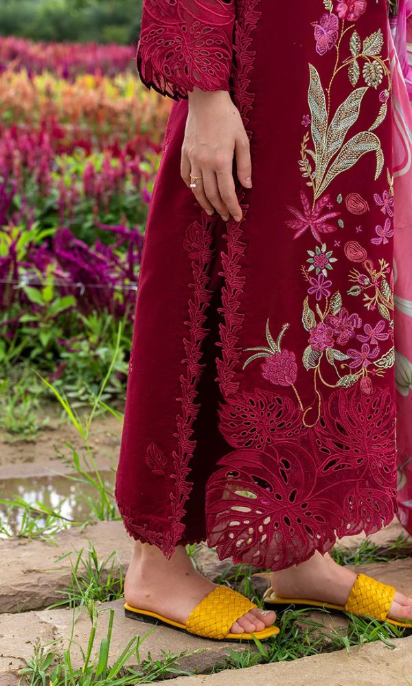 Lawn 3pc usntitched heavy summer embroidered suit