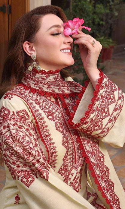 Dhanak 3pc unstitched embroidered suit