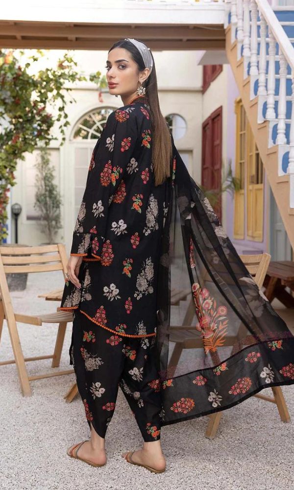 Linen unstitched 3pc digital printed shirt with same dupatta