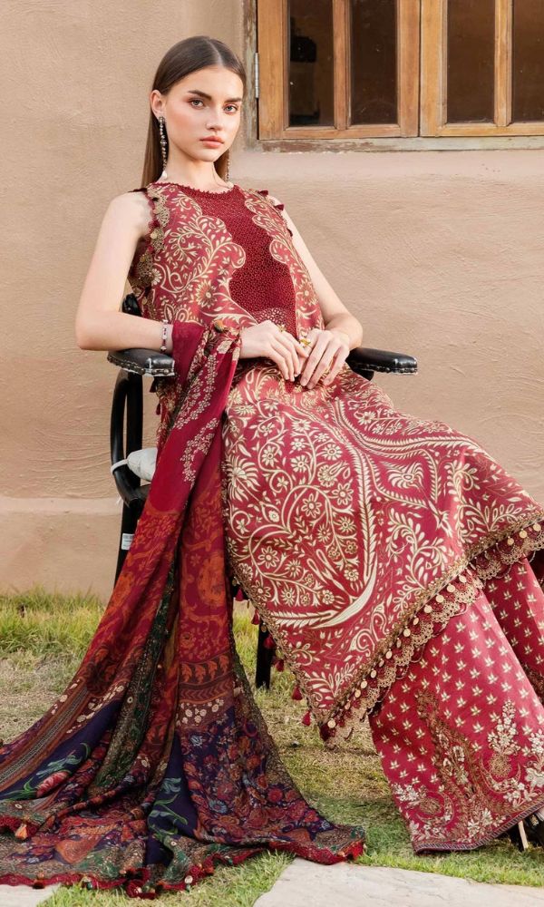 Lawn 3pc unstitched digital printed suit with patches