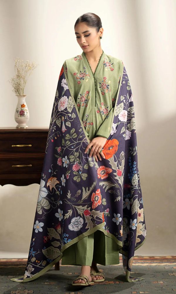 Lawn 3pc unstitched embroidered suit