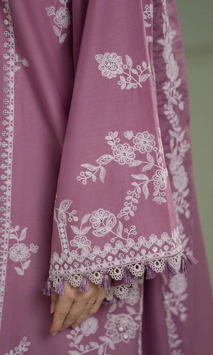 Dhanak 3pc unstitched embroidered suit with embroidered shawl