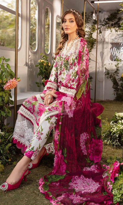 Lawn 3pc unstitched digital printed suit with patches