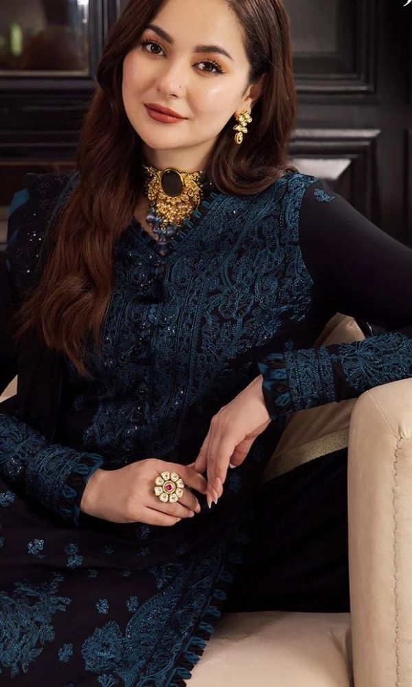 Dhanak 3pc unstitched heavy embroidered suit with embroidered shawl and patches