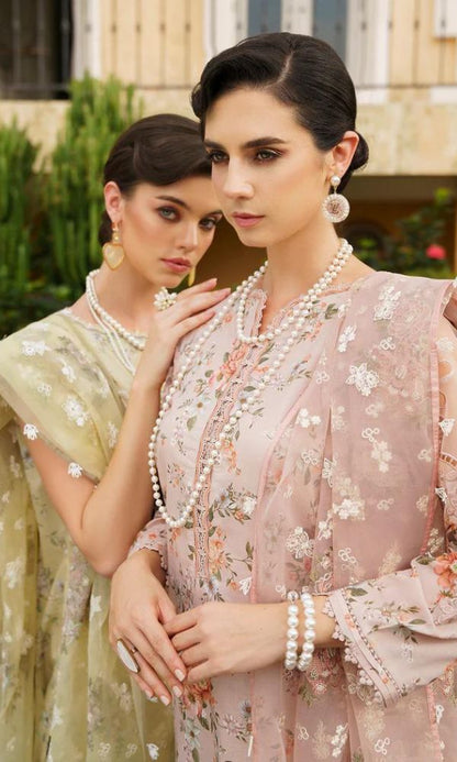 Lawn 3pc digital printed suit with patches and embroidered dupatta