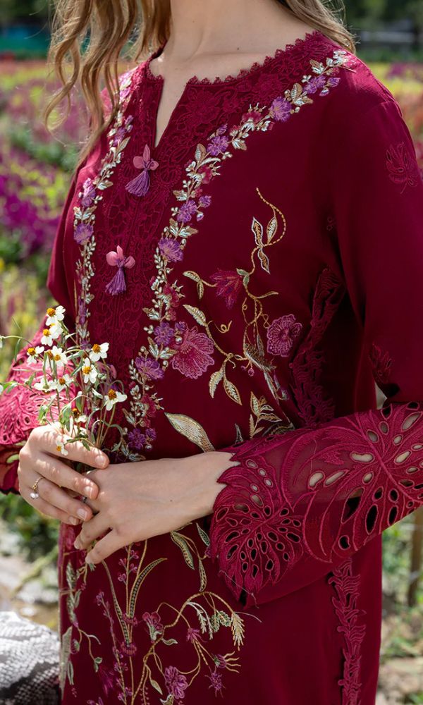 Lawn 3pc usntitched heavy summer embroidered suit