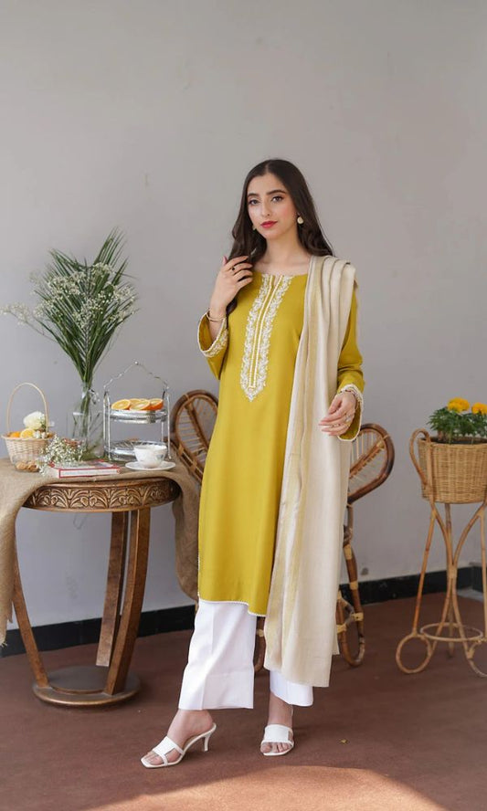 Dhanak 3pc unstitched embroidered suit