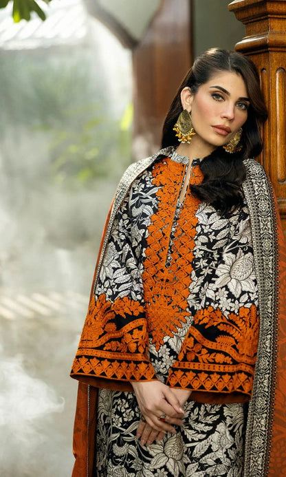 Lawn 3pc unstitched digital printed suit with patches