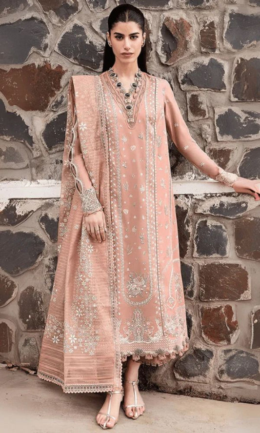 Lawn 3pc unstiched heavy embroidered summer collection suit