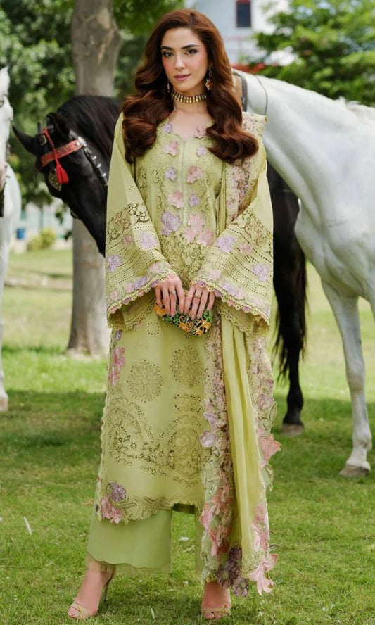 Lawn 3pc unstitched embroidered summer collection suit