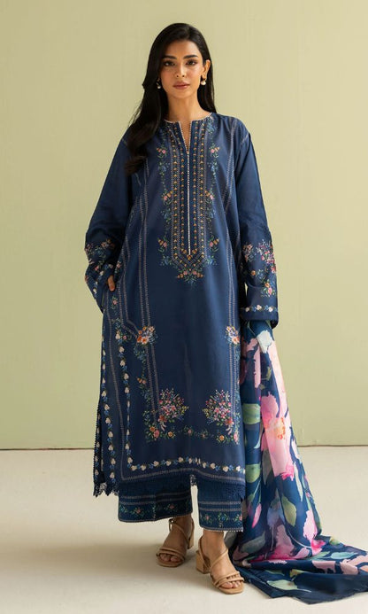 Lawn 3pc unstitched digital printed suit with silk digital printed dupatta