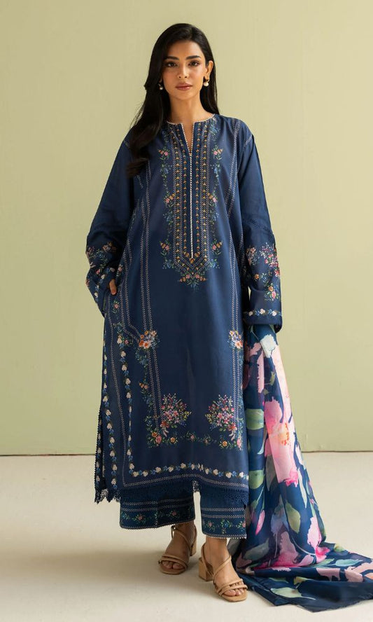 Lawn 3pc unstitched digital printed suit with silk digital printed dupatta