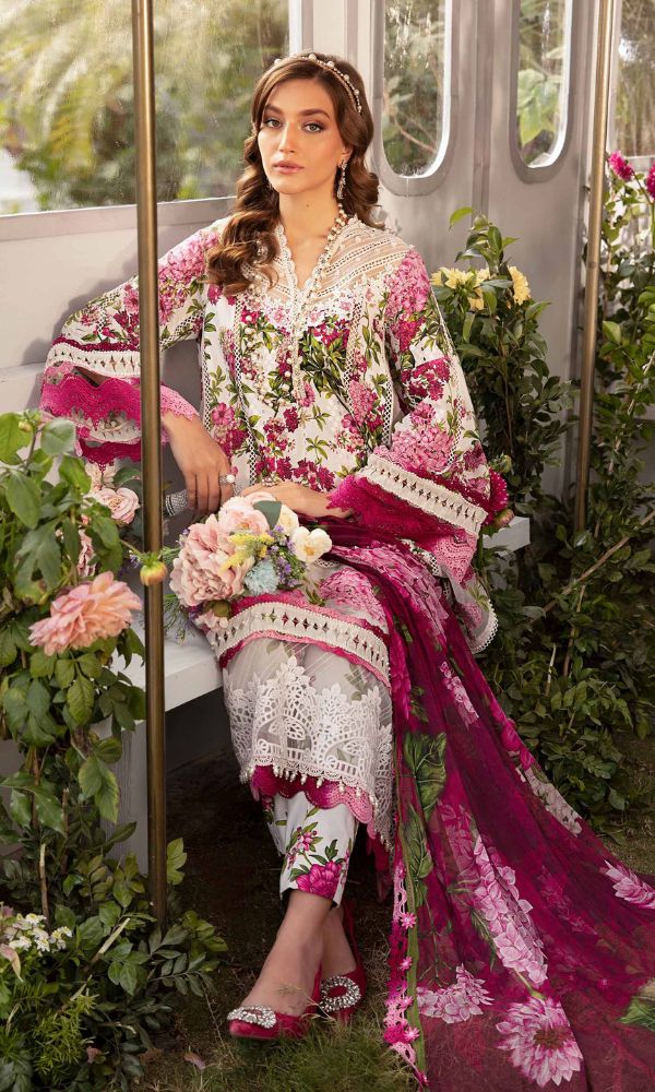 Lawn 3pc unstitched digital printed suit with patches