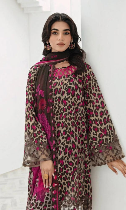 Lawn 3pc digital printed suit wit patches and monar digital printed dupatta