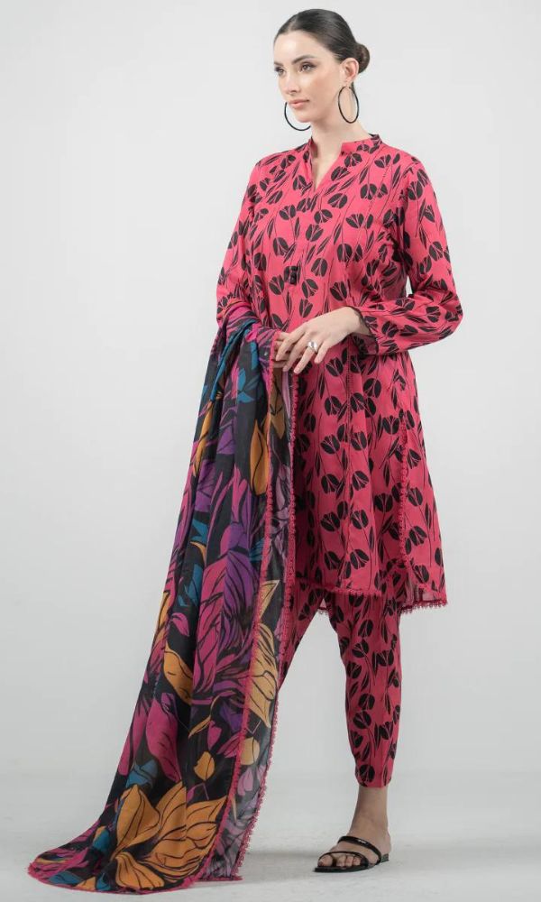 Lawn 3pc unstitched digital printed suit - 2024 summer