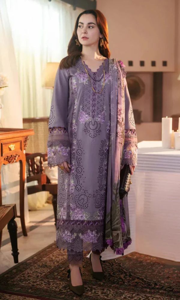 Lawn 3pc unstiched embroidered summer collection suit