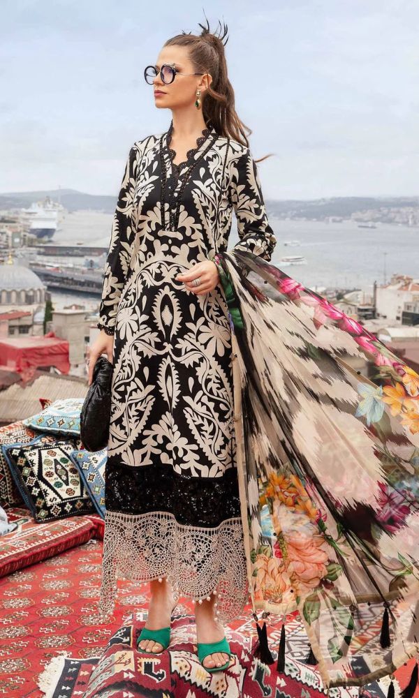 Lawn fabric 3pc unstitched digital printed eid collection