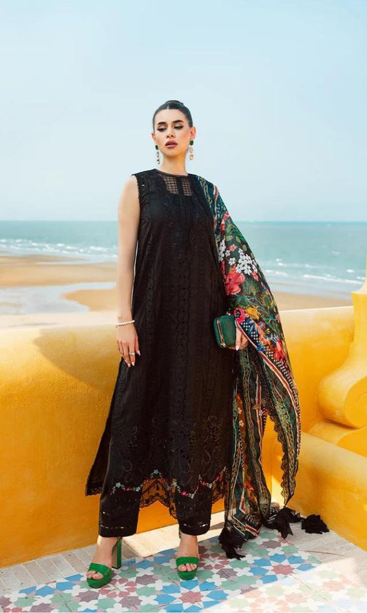 Lawn 3pc chiken kari sequence embroidery suit with patches