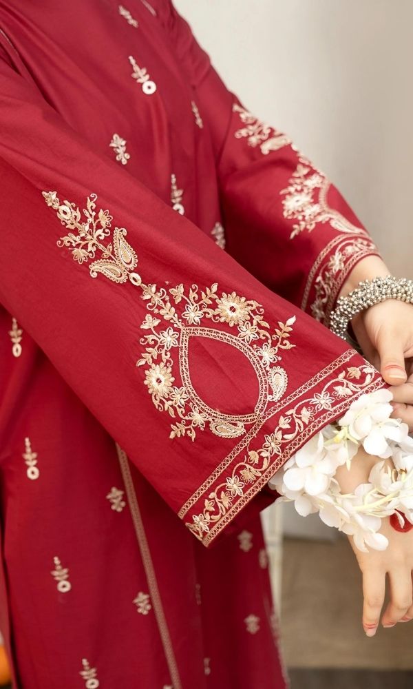 Dhanak 3pc unstitch heavy embroidered suit with poly woolen shawl