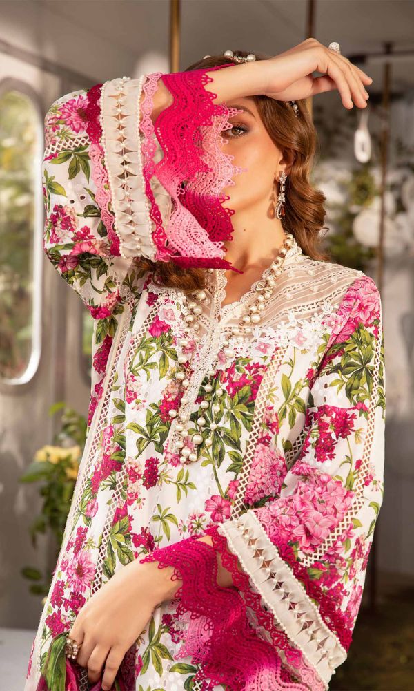 Lawn 3pc unstitched digital printed suit with patches