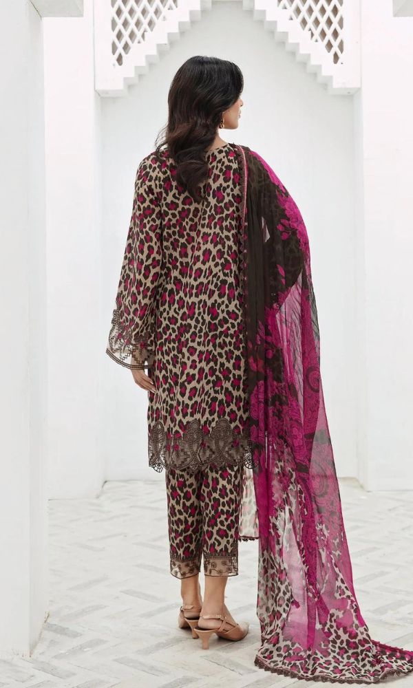 Lawn 3pc digital printed suit wit patches and monar digital printed dupatta