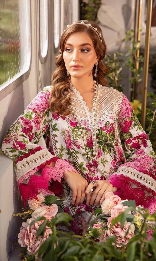 Lawn 3pc unstitched digital printed suit with patches