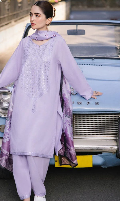 Lawn 3pc unstitched embroidered suit