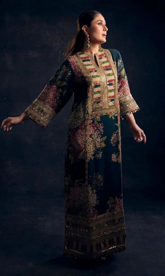 Silk 3pc unstitched digital printed suit with orgazna digital printed dupatta