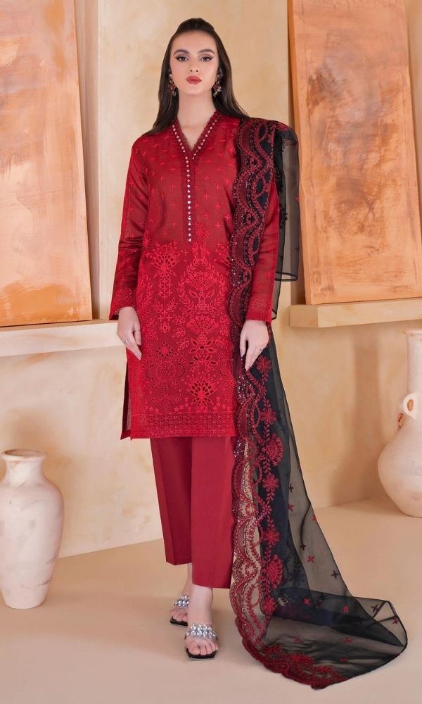 Lawn 3pc heavy embroidered unstitched suit