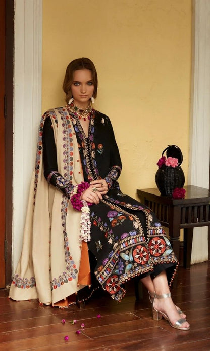 Lawn unstitched 3pc heavy embroidered suit - 2024 Summer