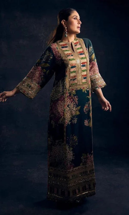 Silk 3pc unstitched digital printed suit with orgazna digital printed dupatta