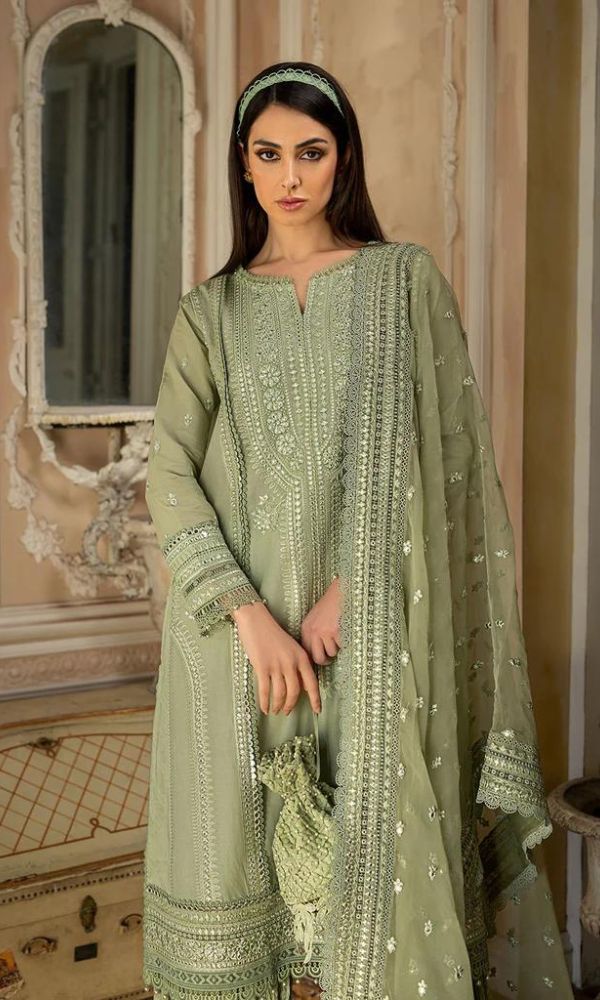 Lawn 3pc sequence embroidered suit