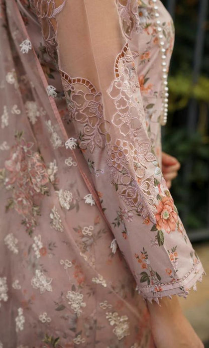 Lawn 3pc digital printed shirt with patches and embroidered dupatta