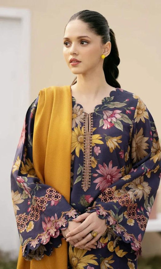 Baroque lawn unstitched 3pc digital printed suit