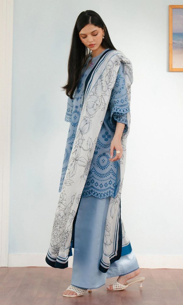 Lawn 3pc fully embroidered suit
