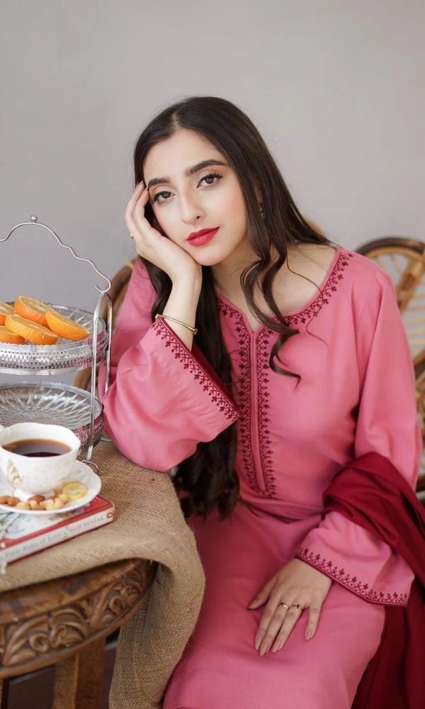 Dhanak 3pc unstitched suit with same embroidered shawl