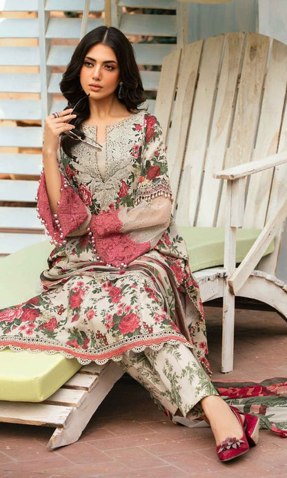 Lawn 3pc unstitched digital printed collection with patches