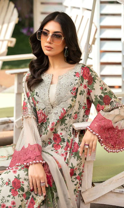 Lawn 3pc unstitched digital printed collection with patches