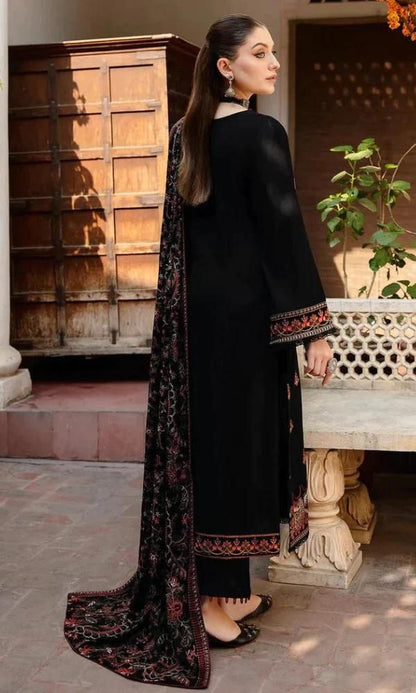 Dhanak 3pc unstitched heavy embroidered shirt with patches and same embroidered shawl