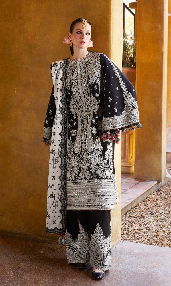 Lawn heavy embroidered suit with heavy embroidered dupatta